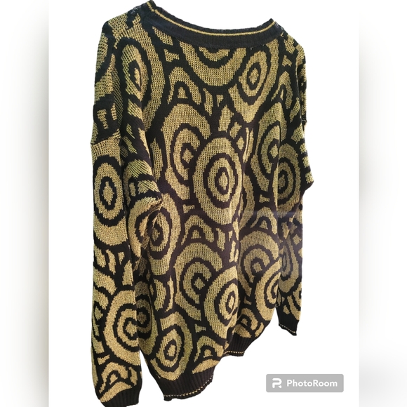 Vtg 80s GFC Black Gold Sweater NWT - Picture 2 of 12